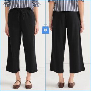 Small Petite - Lands End Womens Sport Knit Pull On Drawstring Wide Leg Crop Pant